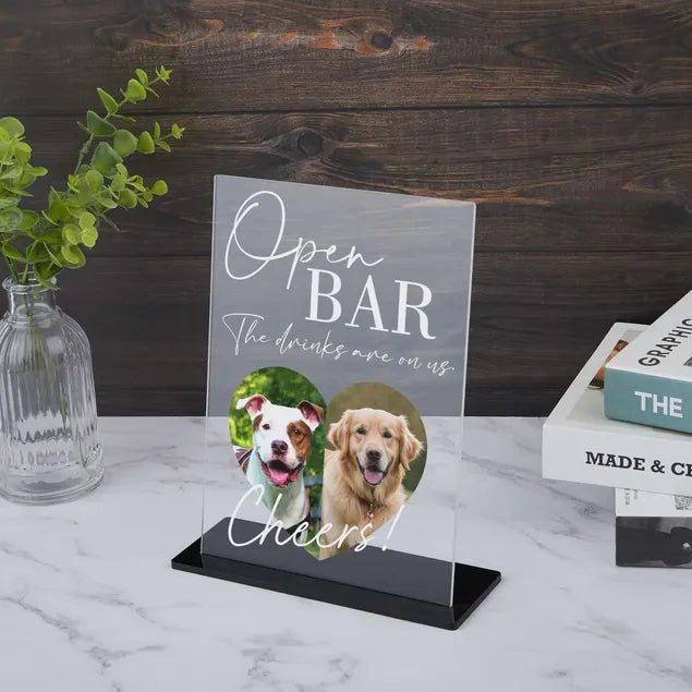 Personalized Pet Portrait Acrylic Wedding Sign for Weddings and Showers
