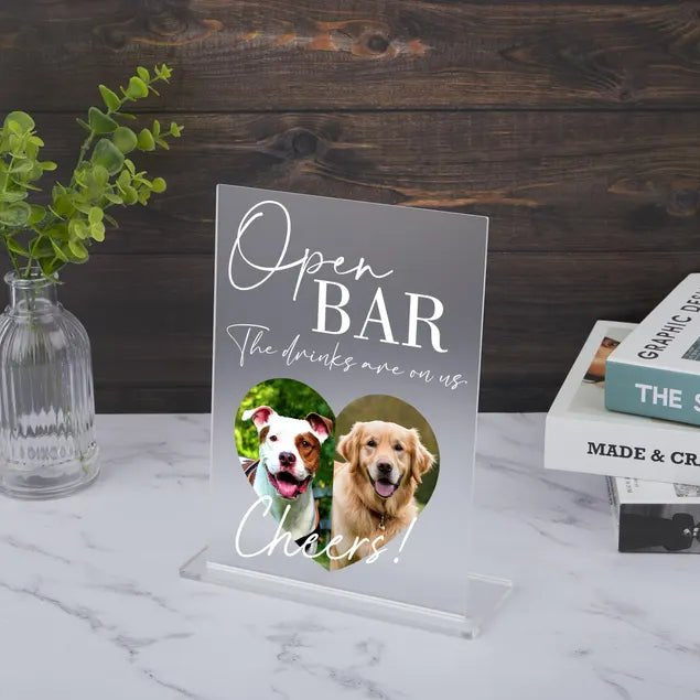 Acrylic Wedding Sign for Weddings and Showers Elegant Custom Bar Decor