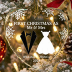 Personalized Heart and Circle Glass Ornament home decor Married Couples