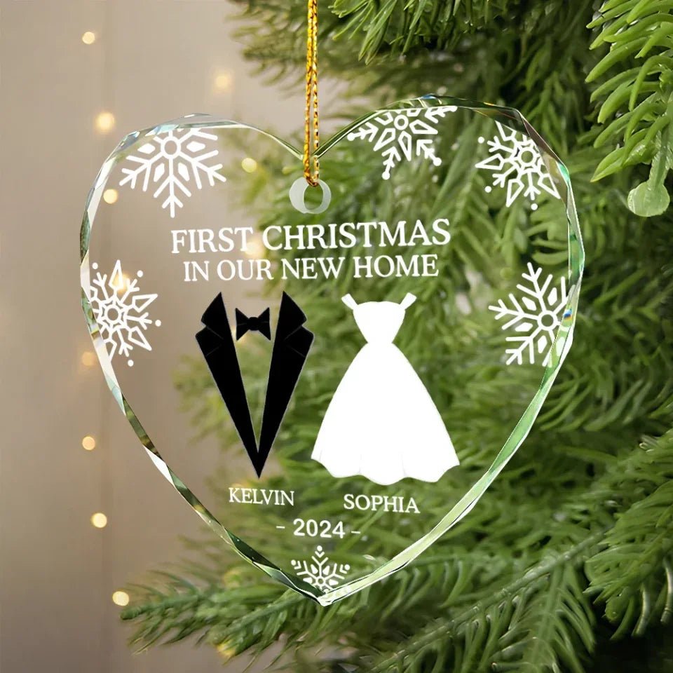 Personalized Heart and Circle Glass Ornament home decor personalized display gift