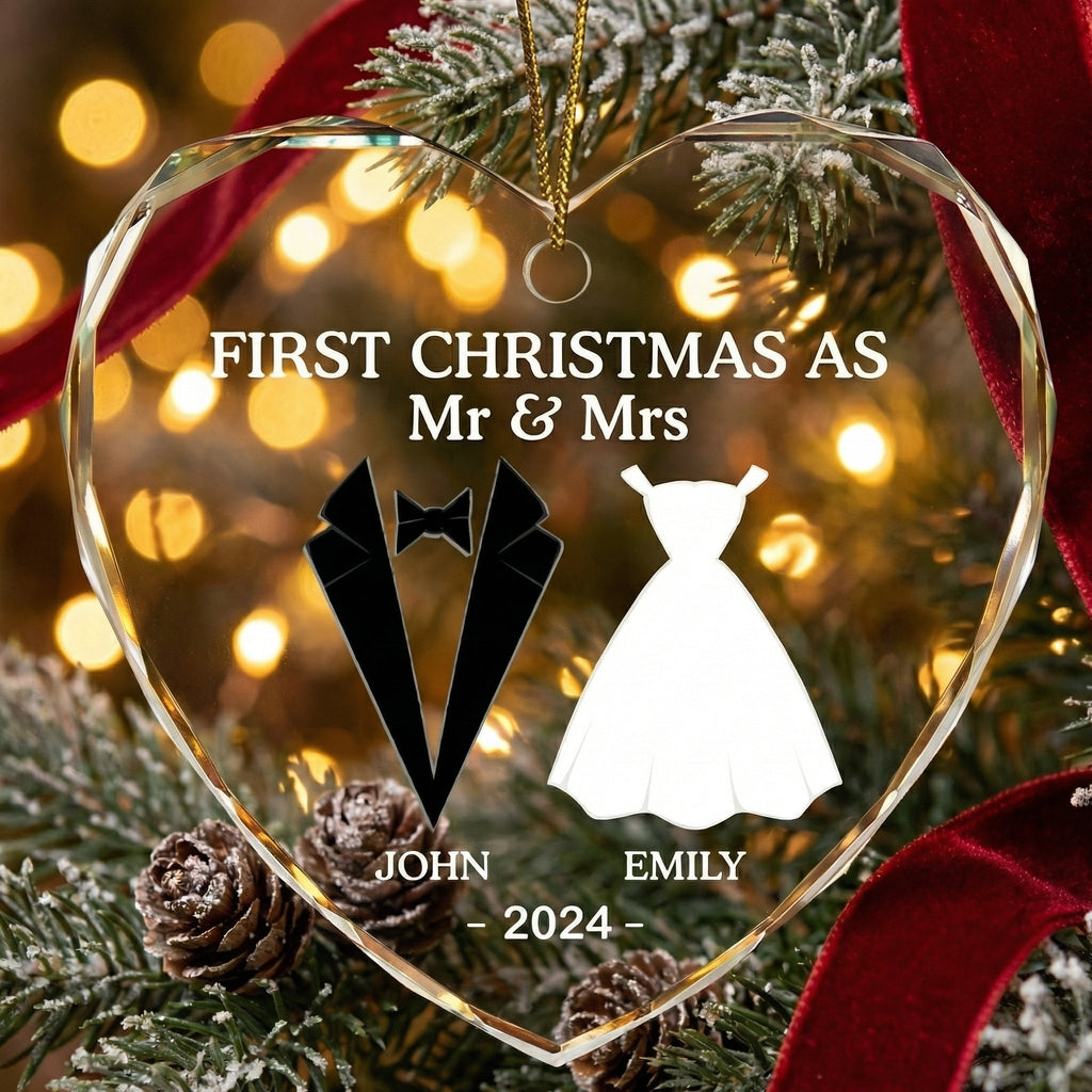 Personalized Heart and Circle Glass Ornament home decor
