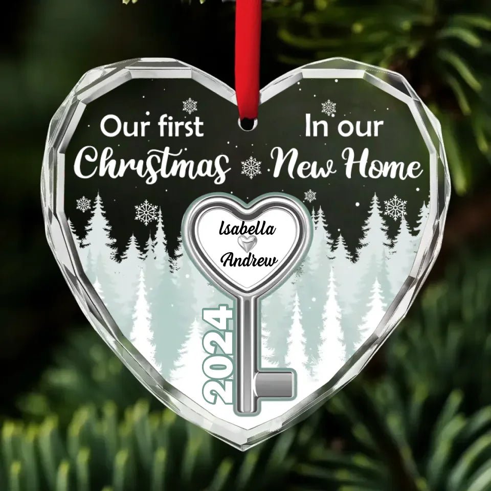 Our First Christmas In Our New Home - Personalized Custom Glass Ornament 720813 - DiyGiftly