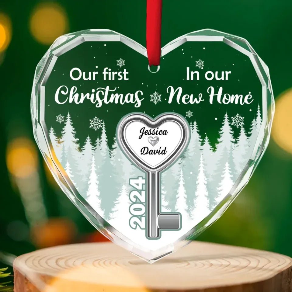 Our First Christmas In Our New Home - Personalized Custom Glass Ornament 720813 - DiyGiftly