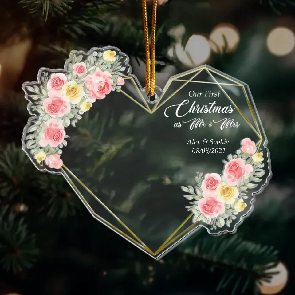 Our First Christmas Married As Mr & Mrs - 1st Xmas Together - Personalized Acrylic Photo Ornament 689132 - 689178 - DiyGiftly