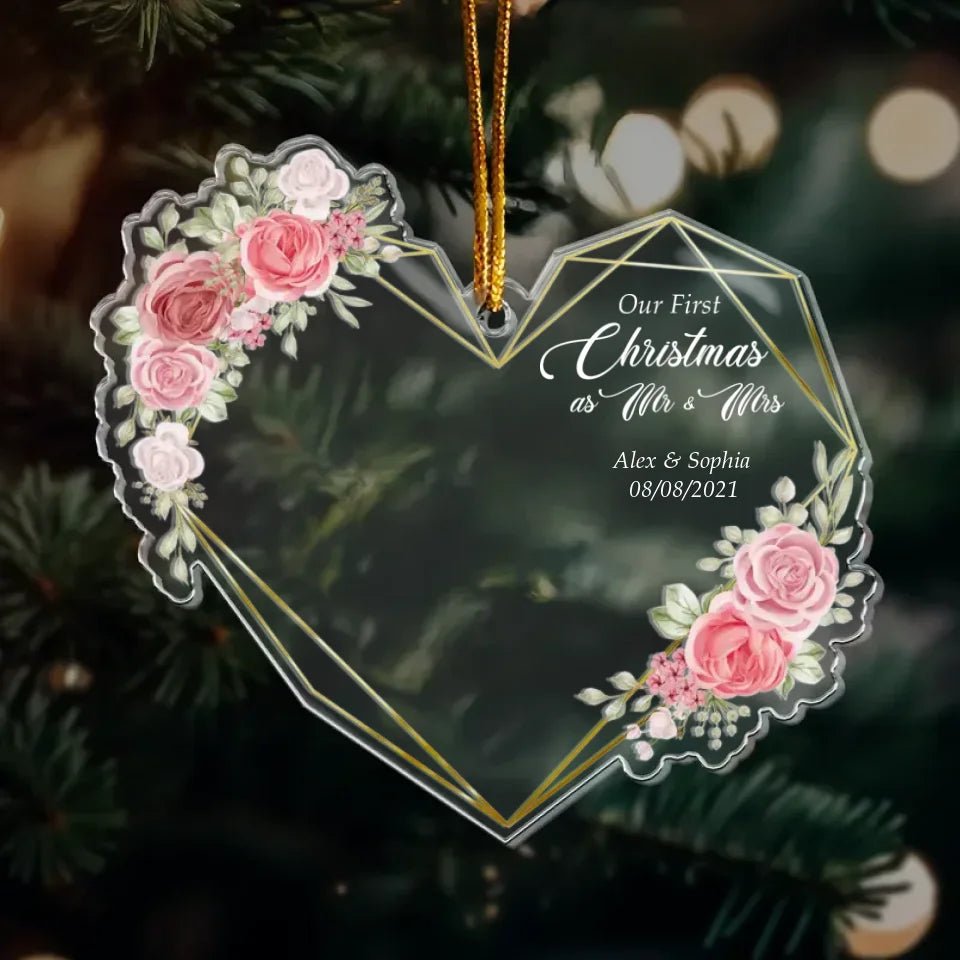 Our First Christmas Married As Mr & Mrs - 1st Xmas Together - Personalized Acrylic Photo Ornament 689132 - 689178 - DiyGiftly