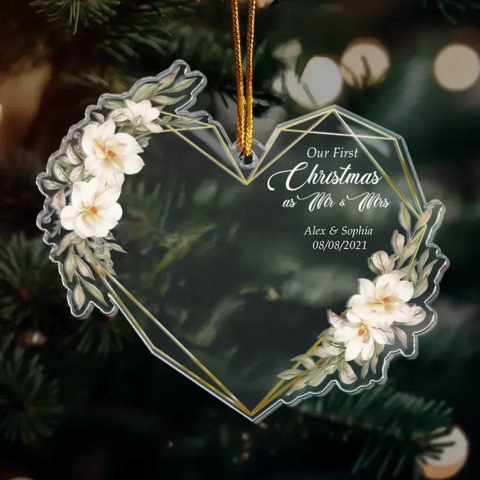 Our First Christmas Married As Mr & Mrs - 1st Xmas Together - Personalized Acrylic Photo Ornament 689132 - 689178 - DiyGiftly