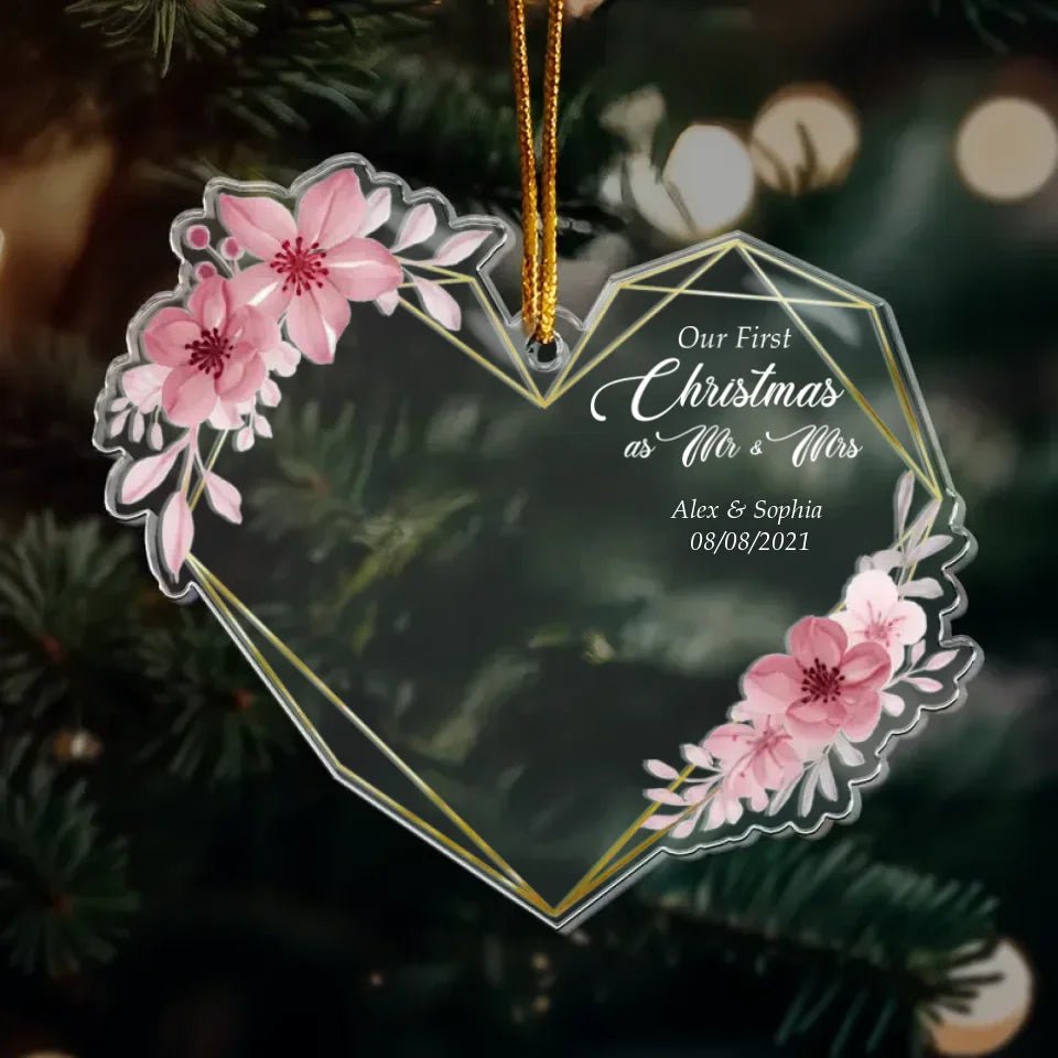 Our First Christmas Married As Mr & Mrs - 1st Xmas Together - Personalized Acrylic Photo Ornament 689132 - 689178 - DiyGiftly