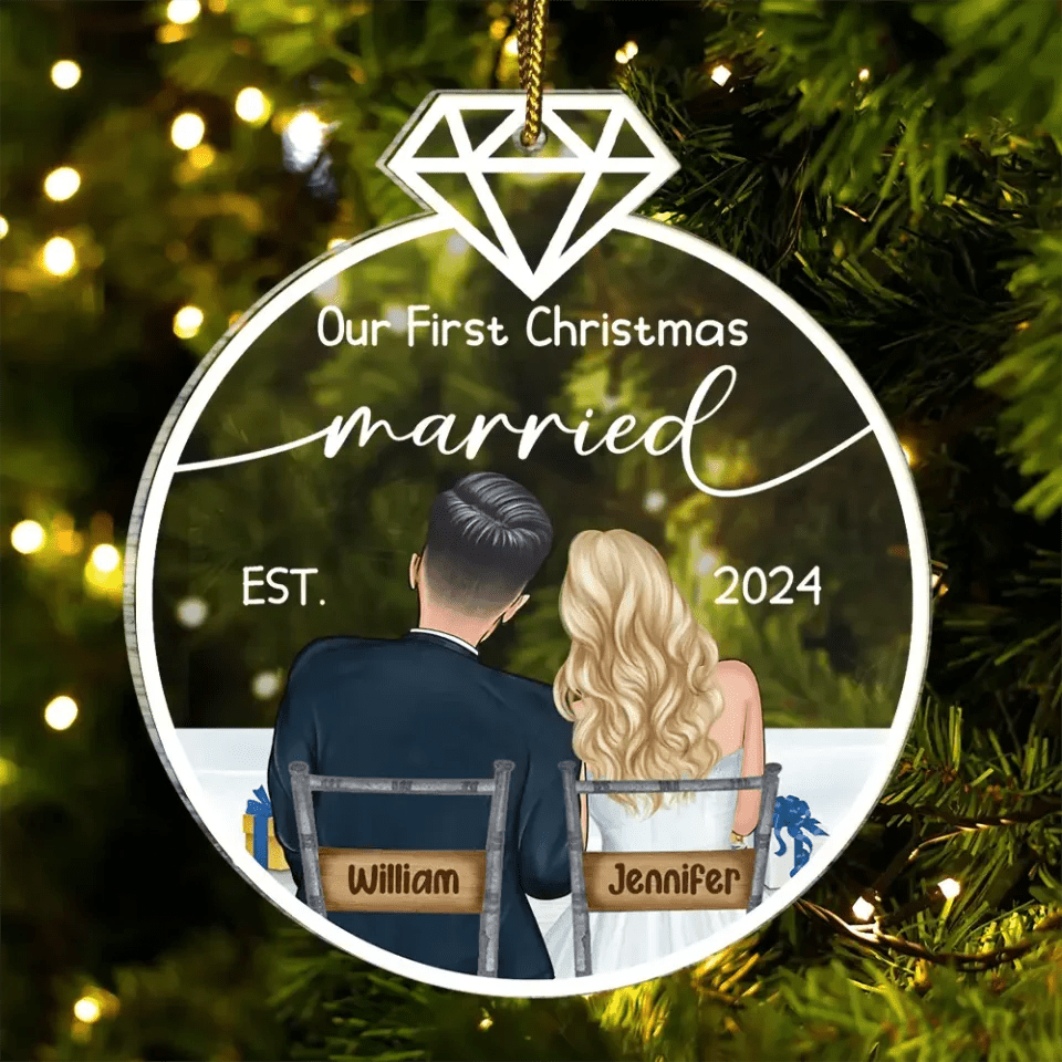 Our First Christmas Married - Personalized Custom Shaped Acrylic Ornament 721780 - DiyGiftly