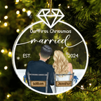 Our First Christmas Married - Personalized Custom Shaped Acrylic Ornament 721780 - DiyGiftly