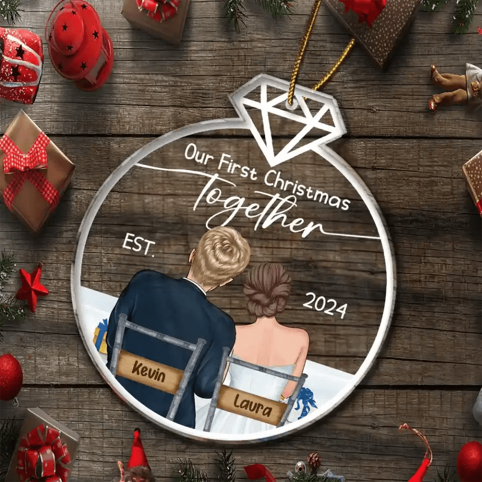 Our First Christmas Married - Personalized Custom Shaped Acrylic Ornament 721780 - DiyGiftly