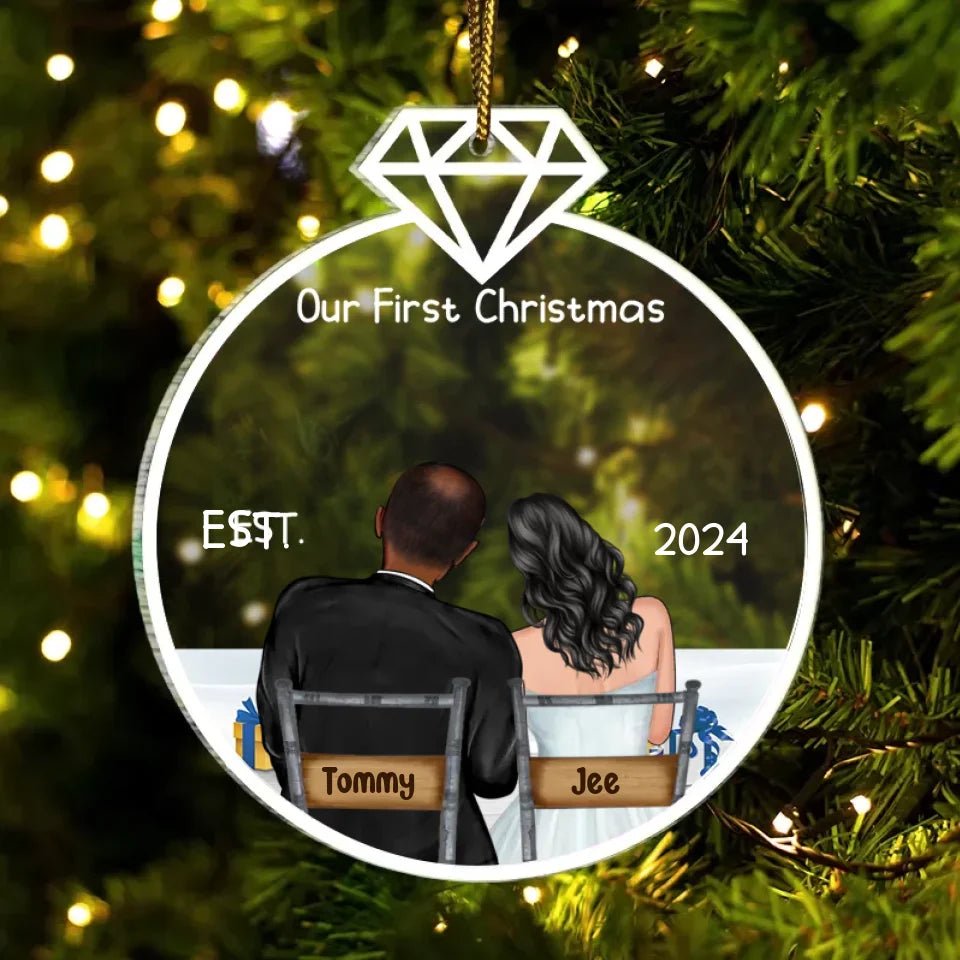 Our First Christmas Married - Personalized Custom Shaped Acrylic Ornament 721780 - DiyGiftly