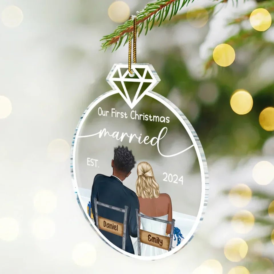 Our First Christmas Married - Personalized Custom Shaped Acrylic Ornament 721780 - DiyGiftly