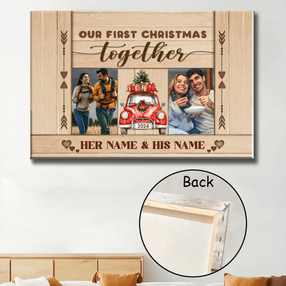 Our First Christmas Together Gift Ideas Custom Anniversary Canvas Wall Art 712278 - 712279 - DiyGiftly