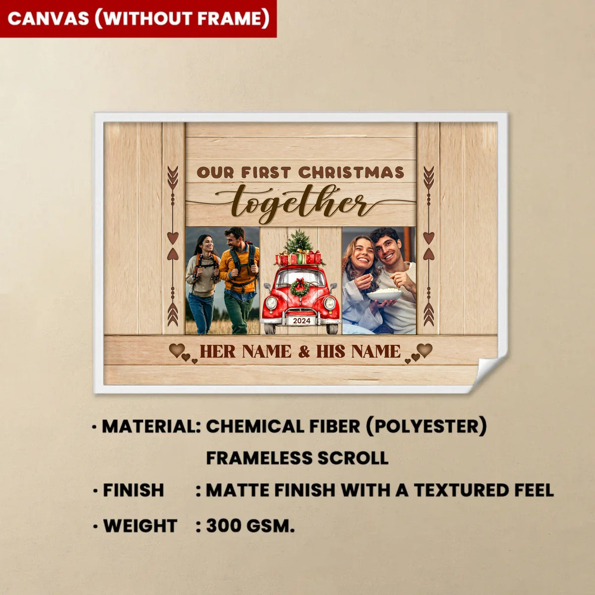 Our First Christmas Together Gift Ideas Custom Anniversary Canvas Wall Art 712278 - 712279 - DiyGiftly