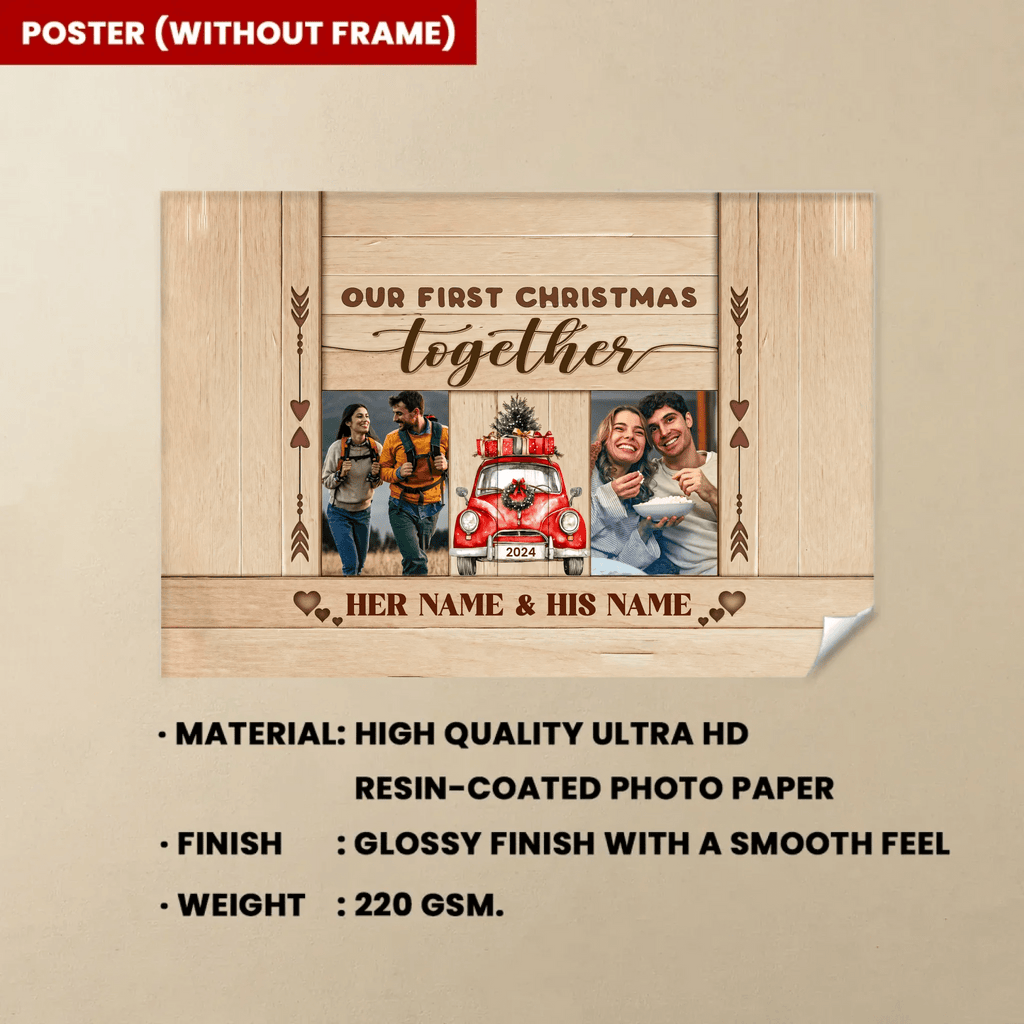 Our First Christmas Together Gift Ideas Custom Anniversary Canvas Wall Art 712278 - 712279 - DiyGiftly