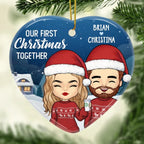 Our First Christmas Together - Personalized Custom Heart Shaped Ceramic Christmas Ornament - Gift For Couple, Husband Wife, Anniversary, Engagement, Wedding, Marriage Gift, Christmas Gift 671480 - DiyGiftly