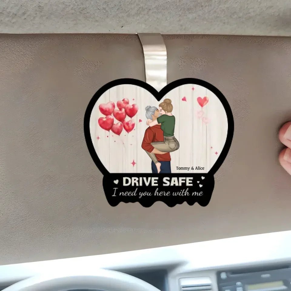 Our First Valentine Couple Cartoon - Personalized Custom Car Visor Clip 751854 - DiyGiftly