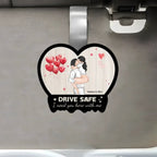 Our First Valentine Couple Cartoon - Personalized Custom Car Visor Clip 751854 - DiyGiftly