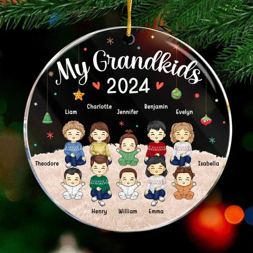 Our Grandkids Christmas - Family Personalized Custom Ornament - Acrylic Round Shaped - Christmas Gift For Family Members 680925 - DiyGiftly