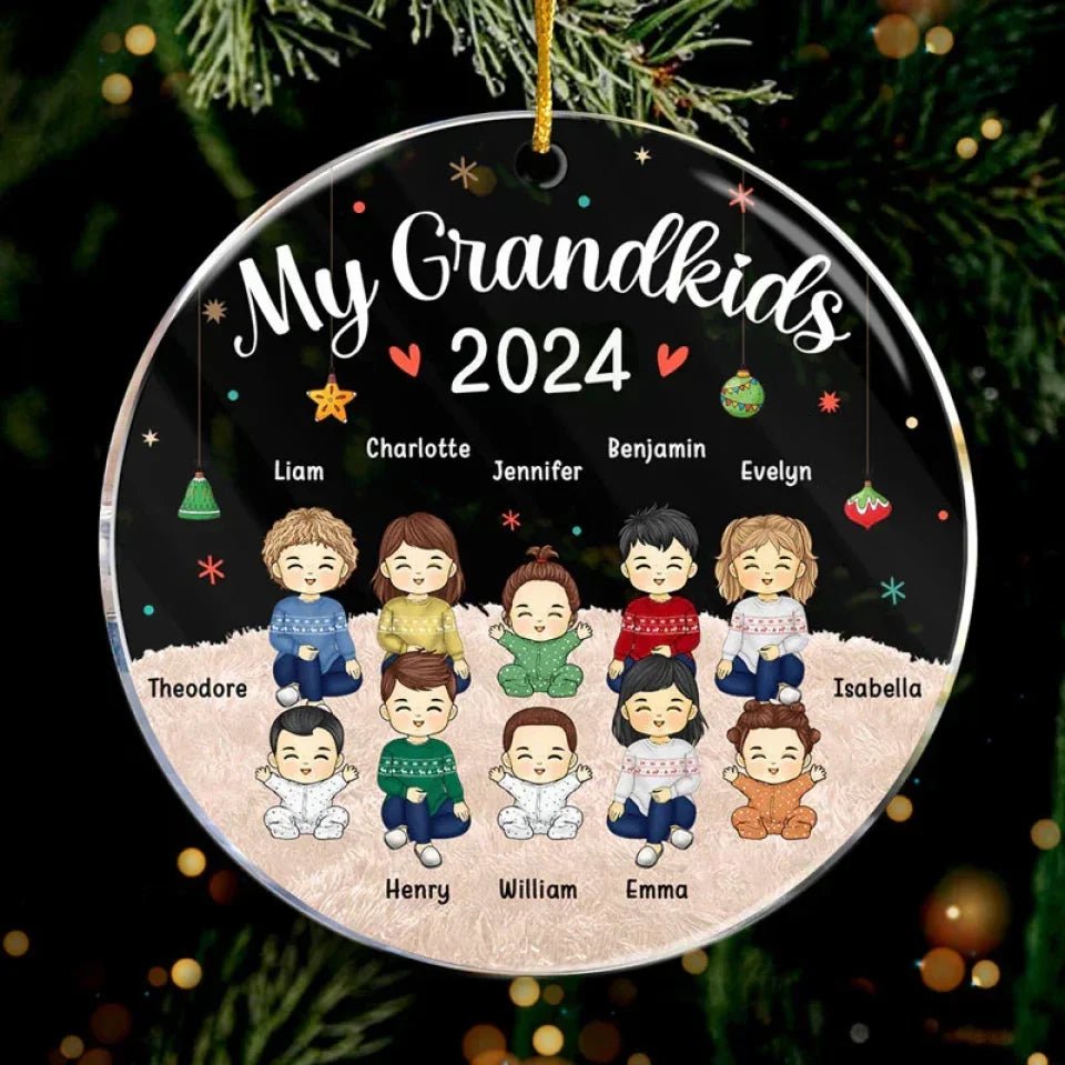Our Grandkids Christmas - Family Personalized Custom Ornament - Acrylic Round Shaped - Christmas Gift For Family Members 680925 - DiyGiftly