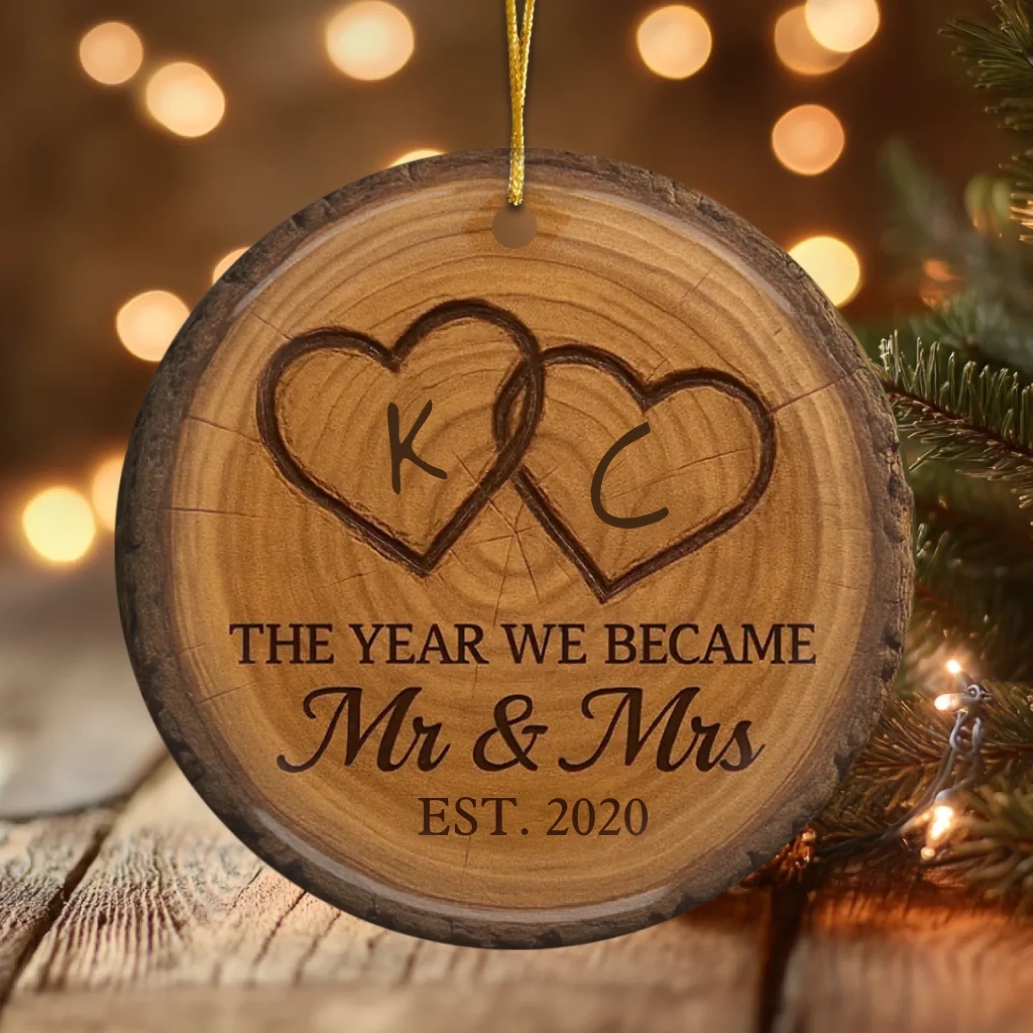 gifts for wife Our Happily Ever After Begins Here — Beach Sand Theme Ceramic Ornament · Personalized Photo/Name Customization