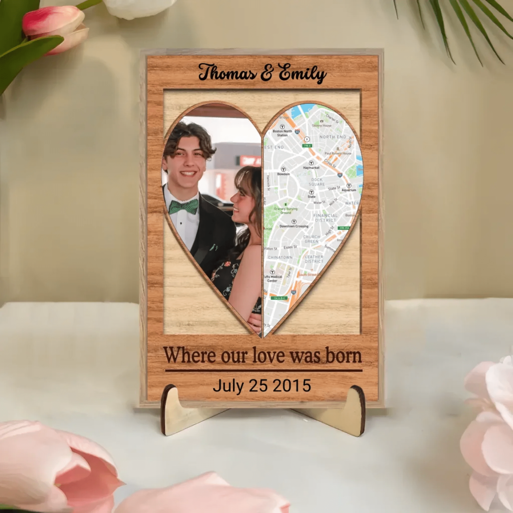 Our Love - Personalized Custom 2 - Layer Wood Plaque With Flat Base 749785 - DiyGiftly