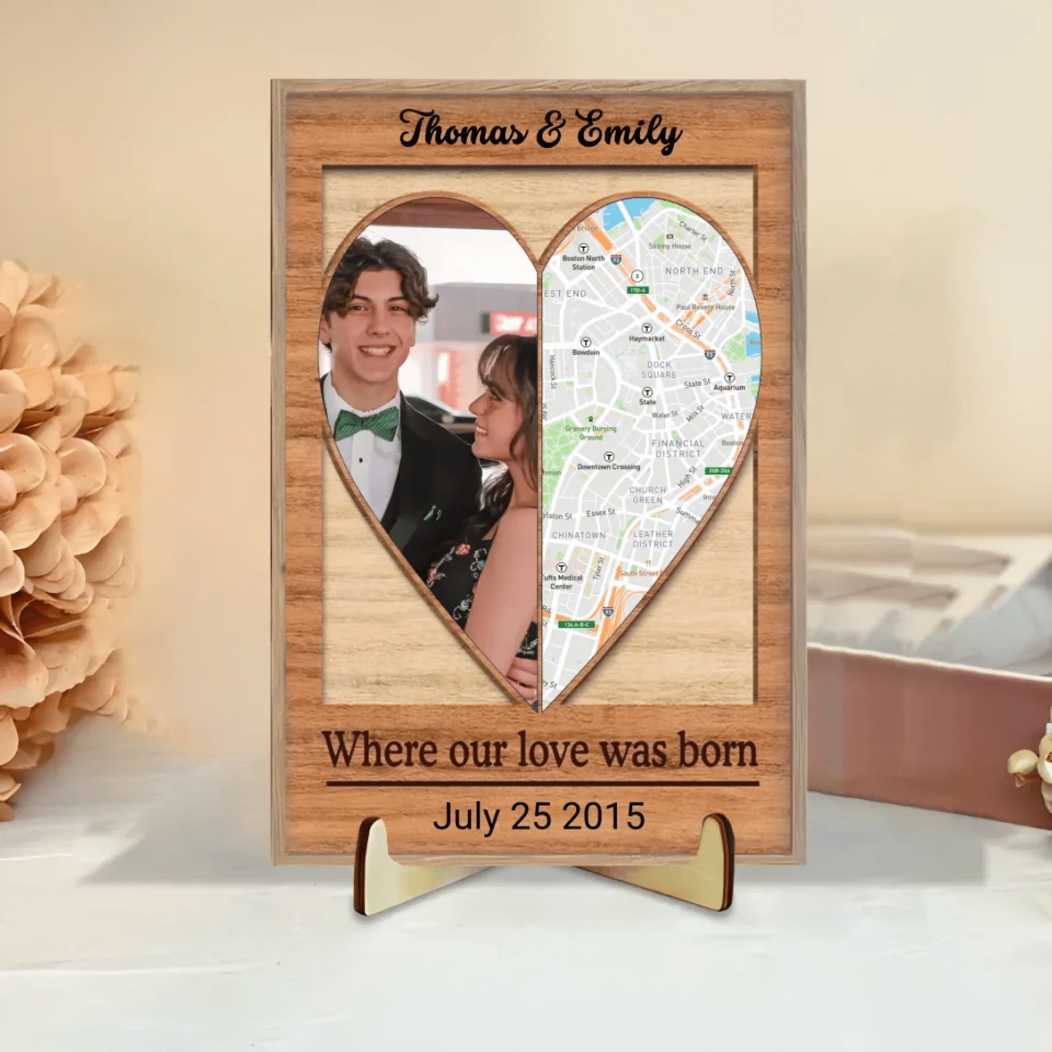 Our Love - Personalized Custom 2 - Layer Wood Plaque With Flat Base 749785 - DiyGiftly