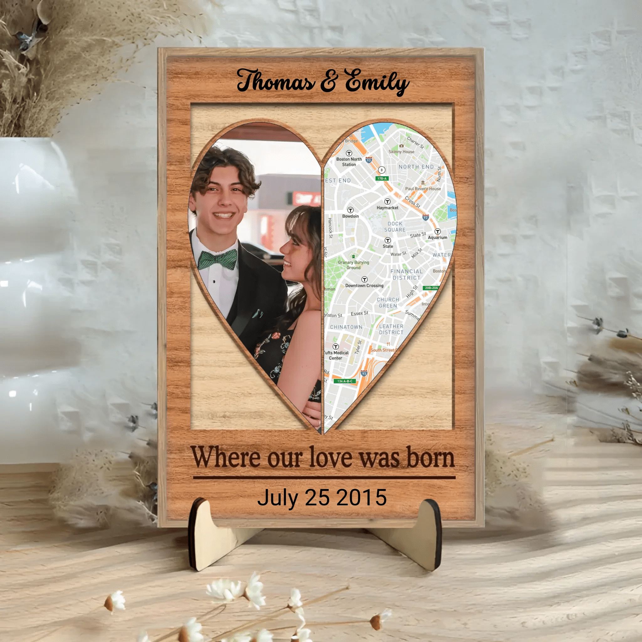 Our Love - Personalized Custom 2 - Layer Wood Plaque With Flat Base 749785 - DiyGiftly