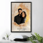 Canvas Poster Custom Wedding Memory Decor Personalized Couple Portrait Art 1st Year Anniversary Gift