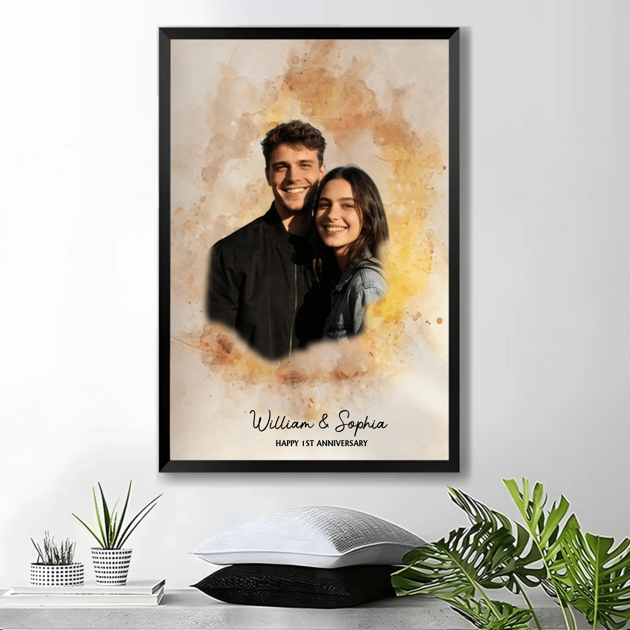 Canvas Poster Custom Wedding Memory Decor Personalized Couple Portrait Art 1st Year Anniversary Gift