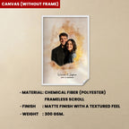 Canvas Poster Personalized Couple Portrait Art 1st Year Anniversary Gift wedding memory decor