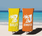 Palm Tree Custom Beach Towel, Adult/Kids Personalized Name Pool Towel, Bridesmaid Towel, Birthday Gift for Dad Her, Family Vacation Gift 57155840 - DiyGiftly