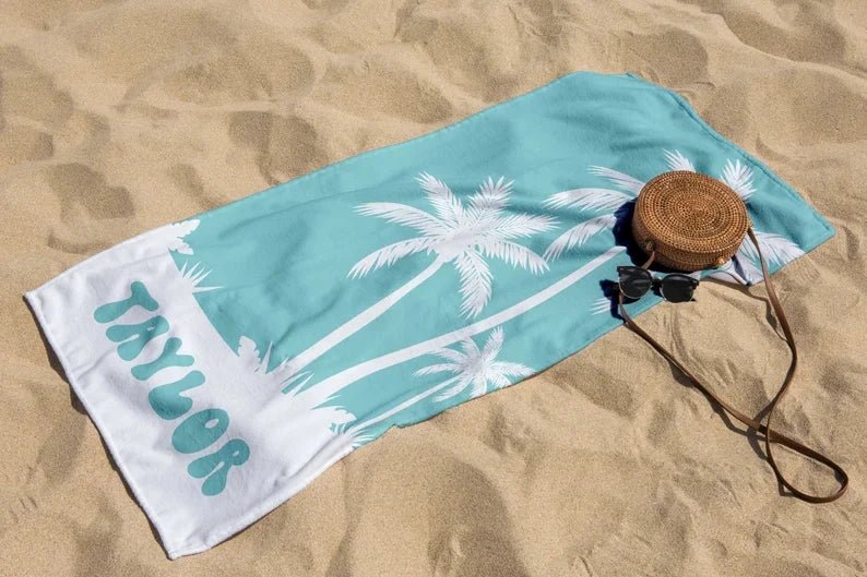 Palm Tree Personalized Beach Towels, Beach Towels, Bridesmaid Custom Beach Towel, Birthday Gift, Pool Party Favors, Kids Pool Towel 26958848 - DiyGiftly