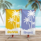 Palm Tree Personalized Beach Towels, Beach Towels, Bridesmaid Custom Beach Towel, Birthday Gift, Pool Party Favors, Kids Pool Towel 26958848 - DiyGiftly