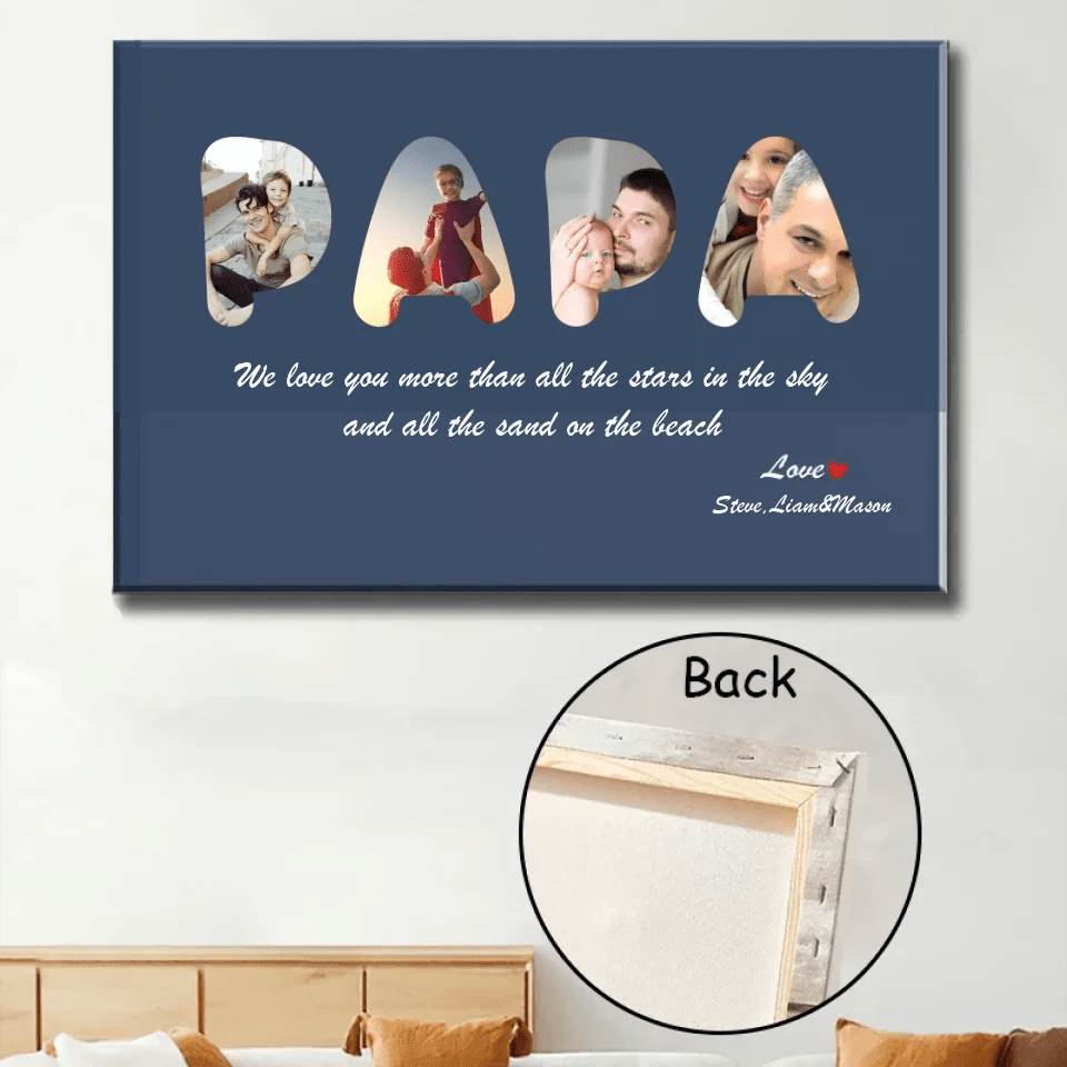papa custom photo canvas personalized photo fathers day gift for grandpa