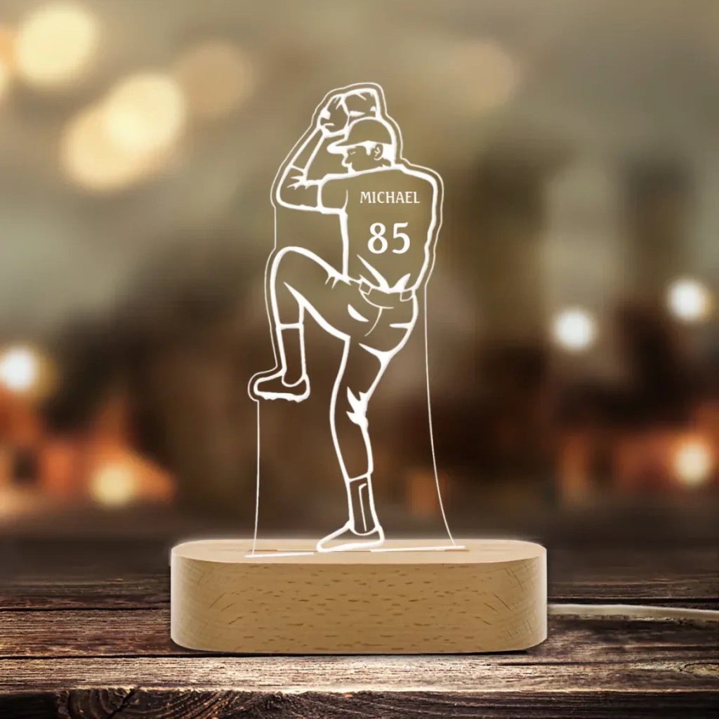 Personalised Baseball Night Light, Table Light, Baseball Pitcher Gift, Sports Light, Baseball Player Gift, Gift for Boyfriend, Birthday Gift 749107 - DiyGiftly