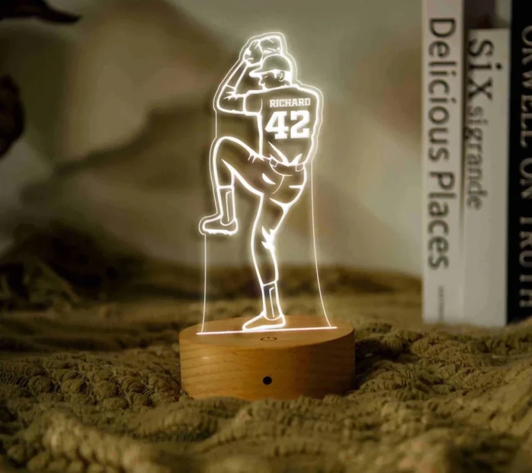 Personalised Baseball Night Light, Table Light, Baseball Pitcher Gift, Sports Light, Baseball Player Gift, Gift for Boyfriend, Birthday Gift 749107 - DiyGiftly