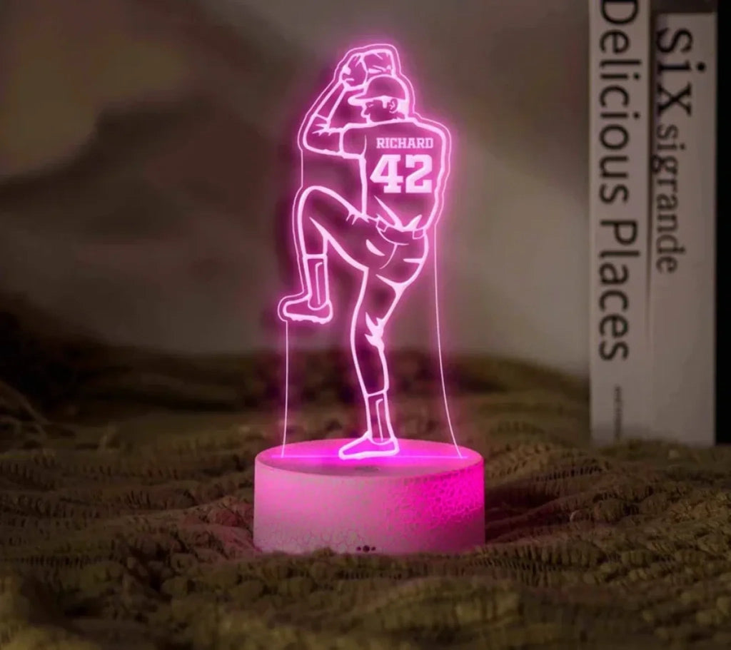 Personalised Baseball Night Light, Table Light, Baseball Pitcher Gift, Sports Light, Baseball Player Gift, Gift for Boyfriend, Birthday Gift 749107 - DiyGiftly