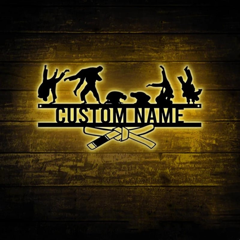 Personalised BJJ Metal Wall Decor – Custom Brazilian Jiu - Jitsu Name Sign, Martial Arts Training Gym LED Wall Art, Fighter Medal Display, Dojo Decoration, and Unique Sports Gift for Athletes 65503232 - DiyGiftly