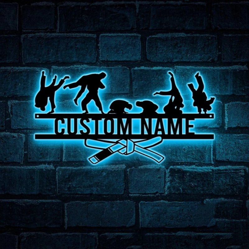Personalised BJJ Metal Wall Decor – Custom Brazilian Jiu - Jitsu Name Sign, Martial Arts Training Gym LED Wall Art, Fighter Medal Display, Dojo Decoration, and Unique Sports Gift for Athletes 65503232 - DiyGiftly