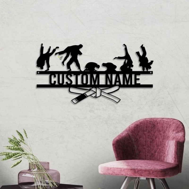 Personalised BJJ Metal Wall Decor – Custom Brazilian Jiu - Jitsu Name Sign, Martial Arts Training Gym LED Wall Art, Fighter Medal Display, Dojo Decoration, and Unique Sports Gift for Athletes 65503232 - DiyGiftly