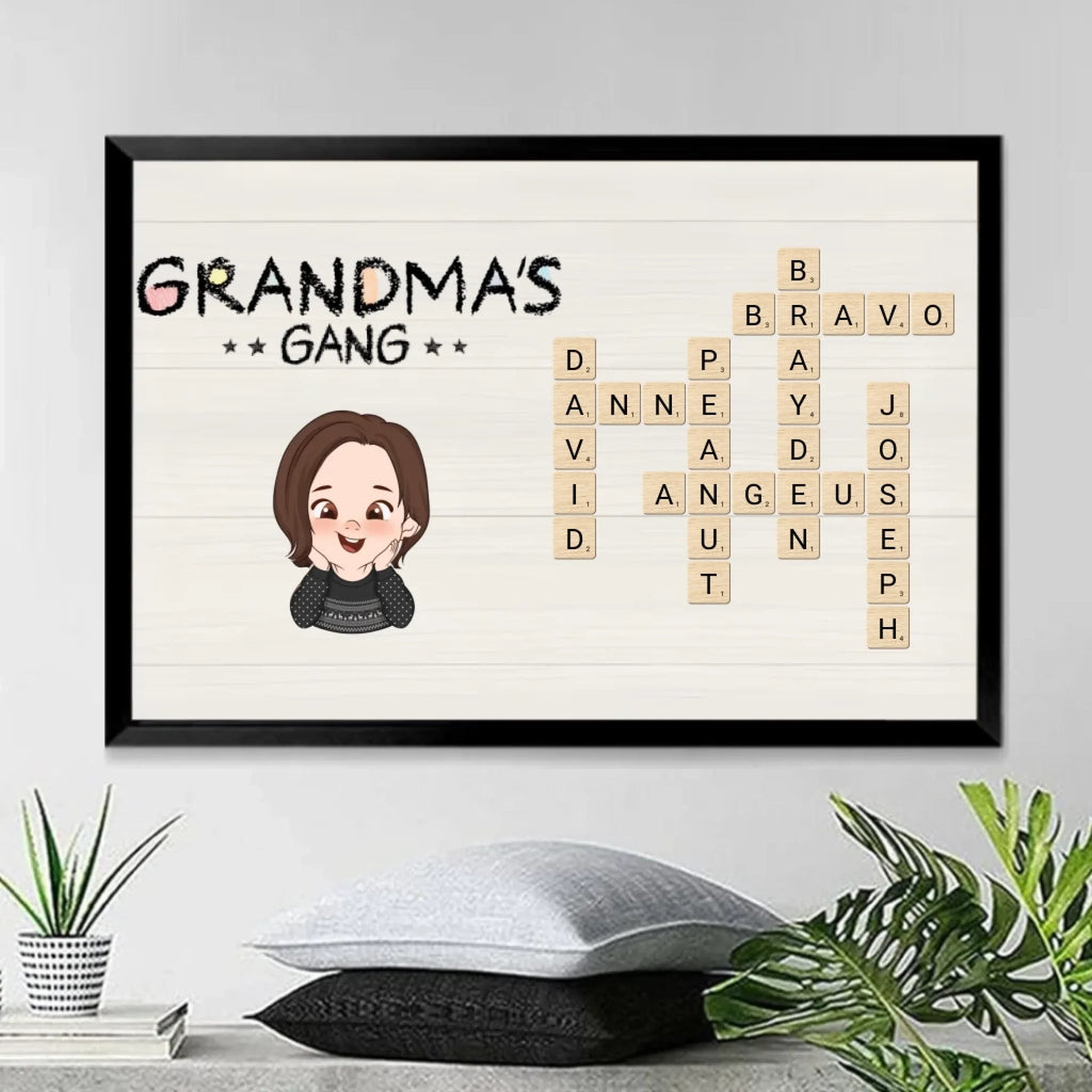 daddy mommy grandmas gang crossword canvas personalized names mothers day gift for grandma