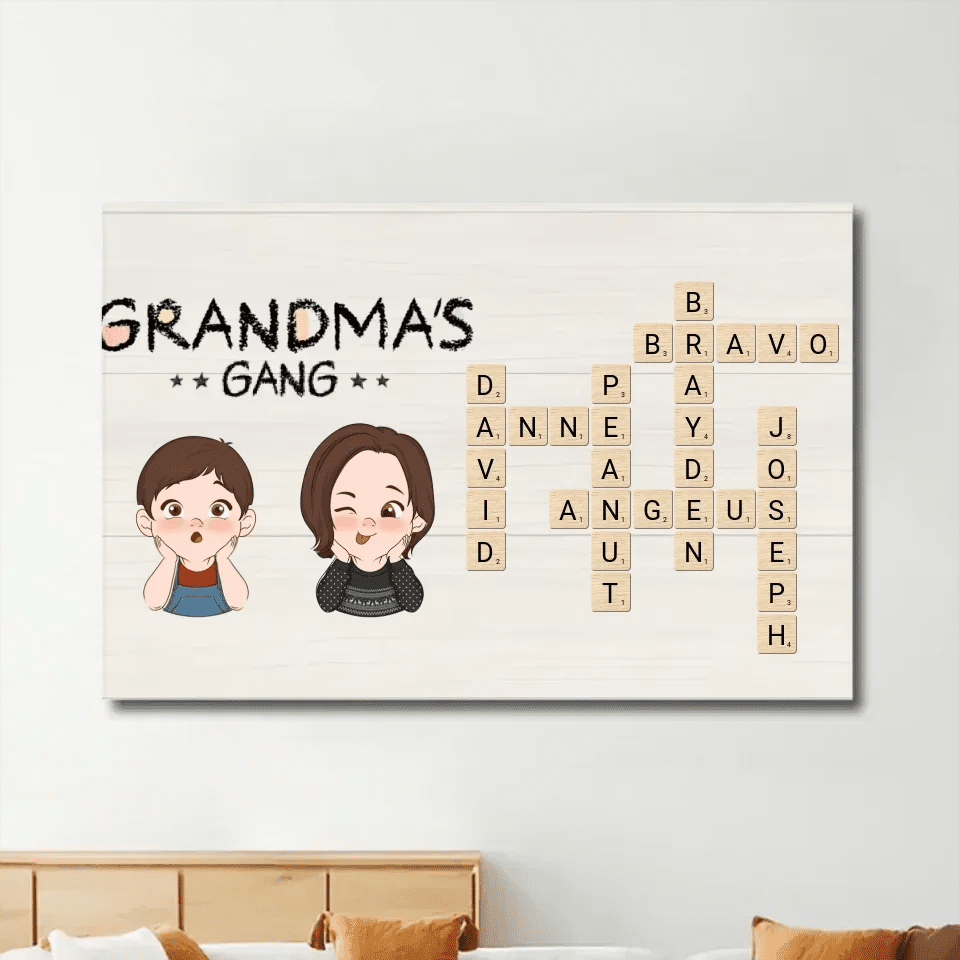daddy mommy grandmas gang crossword canvas personalized names crossword family design mothers day gift for grandma