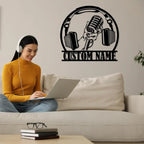 Personalised DJ Headphones and Microphone Metal Sign – Custom Music Studio Wall Art, DJ Booth LED Light Decoration, Unique Sound Recording Gift for Musicians and Music Lovers 47493632 - DiyGiftly
