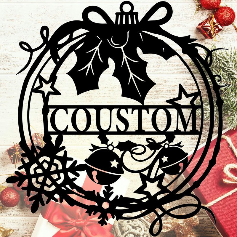 Personalised Merry Christmas Metal Wreath Wall Decor – Custom Holiday Wall Art, Unique Seasonal Decoration for Living Room, Bedroom, or Entryway, Perfect Gift for Family and Friends 90129920 - DiyGiftly