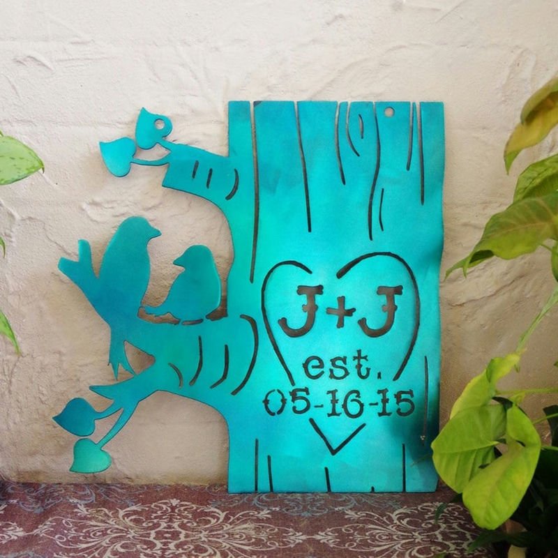 Personalised Metal Anniversary Tree Sign – Custom Family Name Wall Plaque, Romantic Gift for Wedding, Anniversary, or Home Decor 0610944 - DiyGiftly