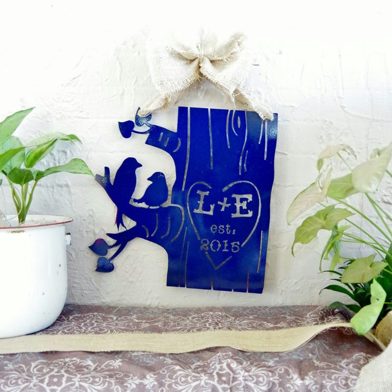 Personalised Metal Anniversary Tree Sign – Custom Family Name Wall Plaque, Romantic Gift for Wedding, Anniversary, or Home Decor 0610944 - DiyGiftly