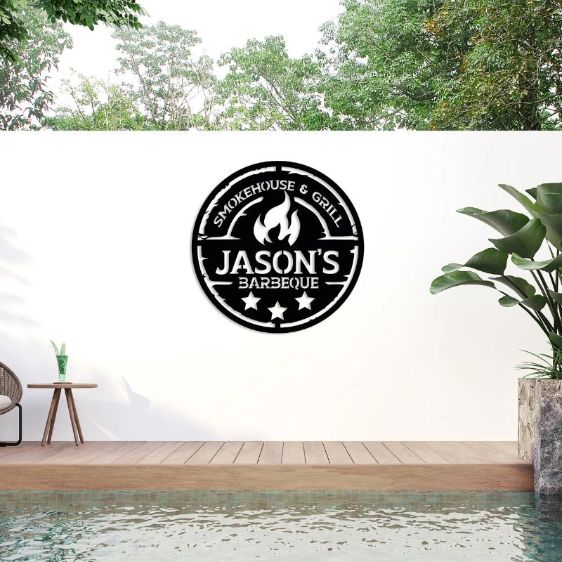 Personalised Metal Grill Wall Sign – Custom BBQ Outdoor Barbecue Plaque for Patio, Backyard, Kitchen, or Grill Master Gift 009536 - DiyGiftly