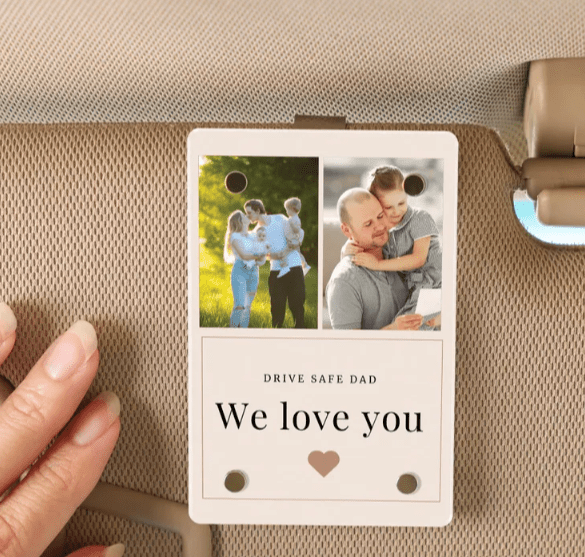 Personalised Photo Car Visor Clip – Father's Day Gift for Dad, Custom Picture Frame, Drive Safe Accessory, Gift for Him, Dad Gifts from son 47013120 - DiyGiftly