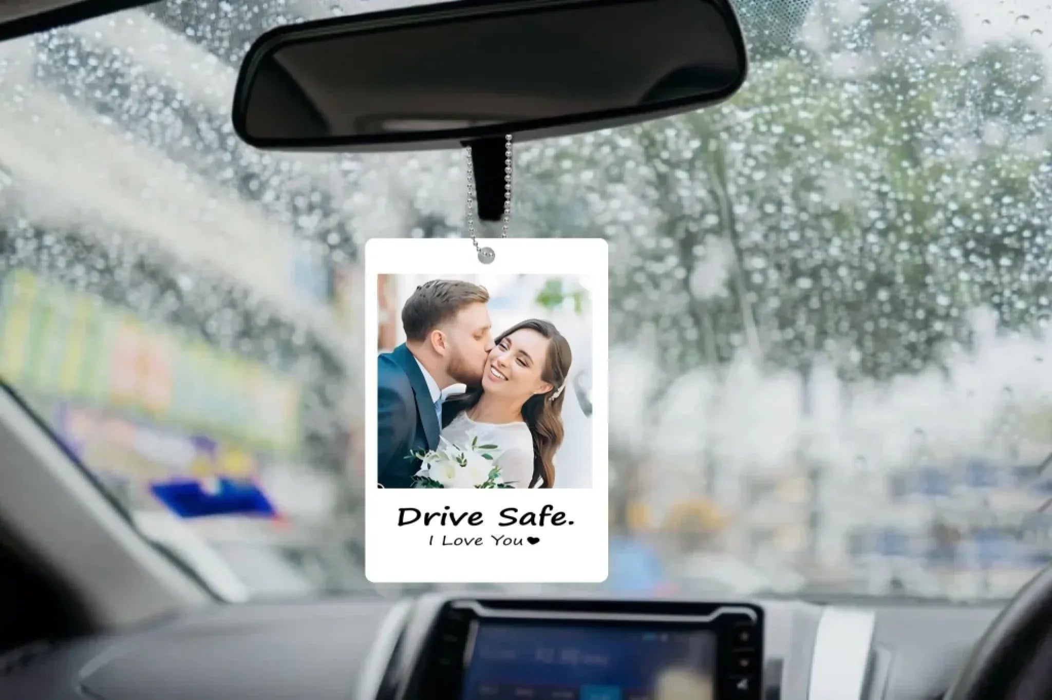 Personalised Photo Hanging Car - Drive safe, I Love You - Ornament Hanging Car, Idea First Car Charm Gift, Valentine Gift - Personalized Photo Car Ornament Hanging 1044939 - DiyGiftly